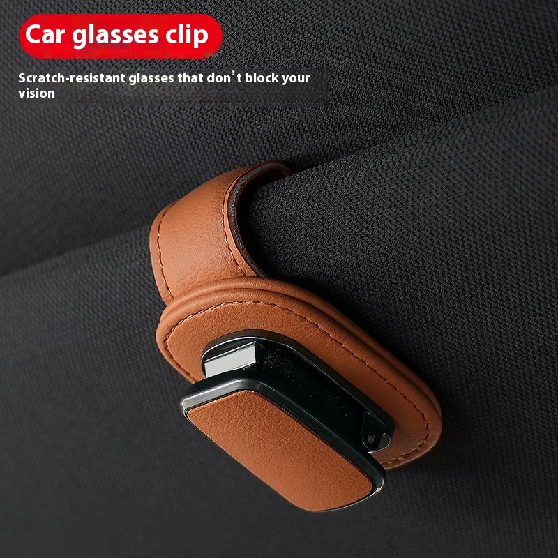 Premium Leather Car Sunglasses Holder Clip