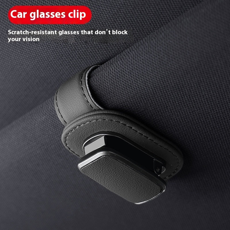 Premium Leather Car Sunglasses Holder Clip
