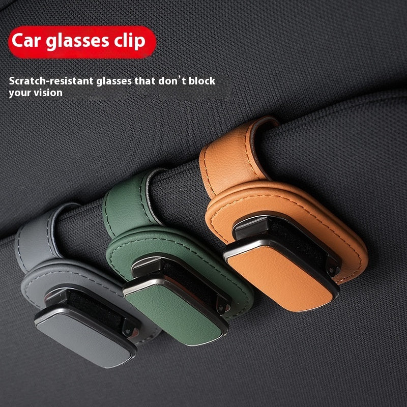 Premium Leather Car Sunglasses Holder Clip