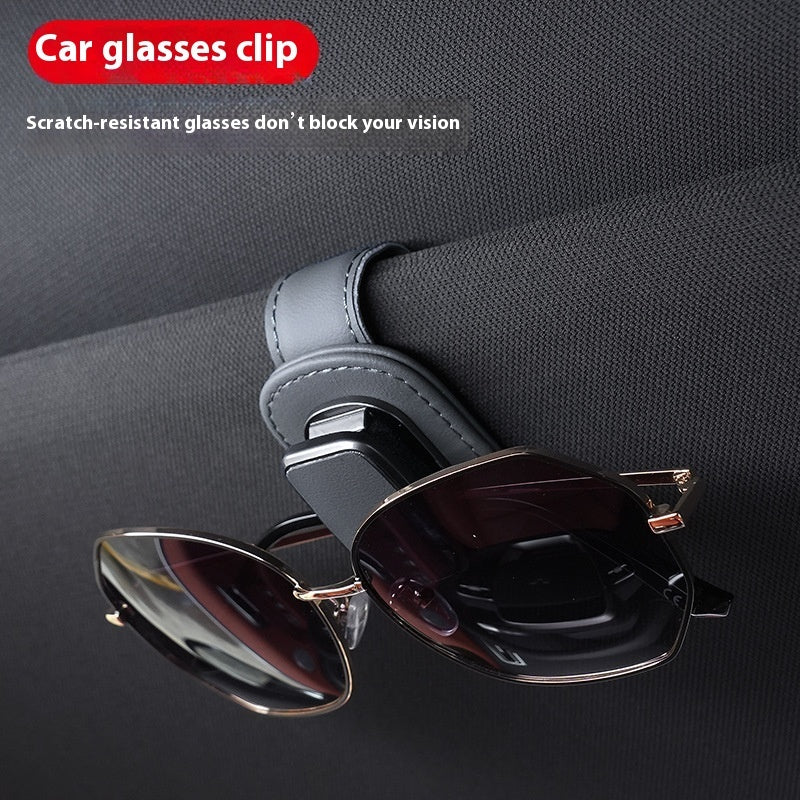 Premium Leather Car Sunglasses Holder Clip